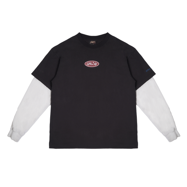 Ace High Double Layer Long Sleeve Tee - Black/White