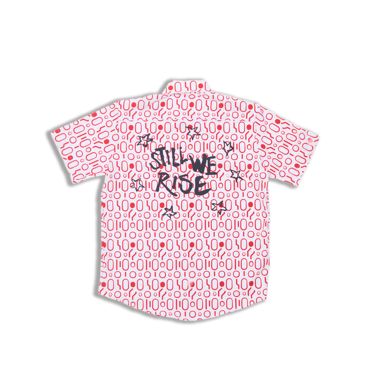 Poolside Button Up Short Sleeve Shirt - White/Red