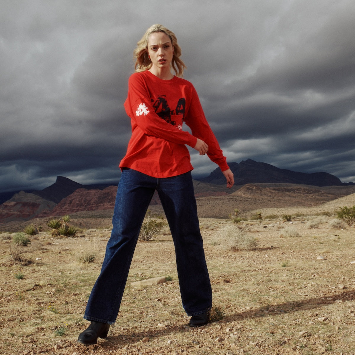 Steadman Stars Jersey Long Sleeve Tee - Red